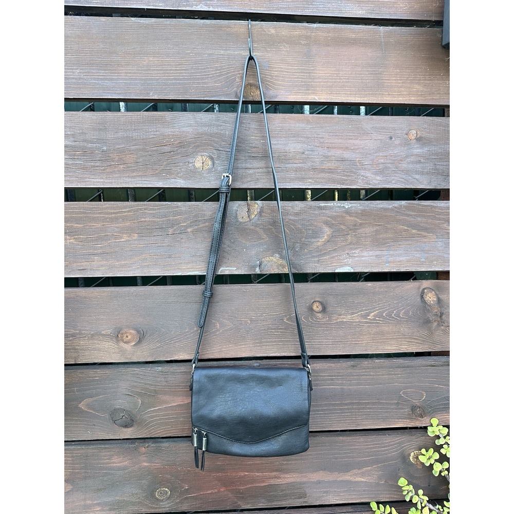 Madison West Black Soft Leather Crossbody‎ Purse